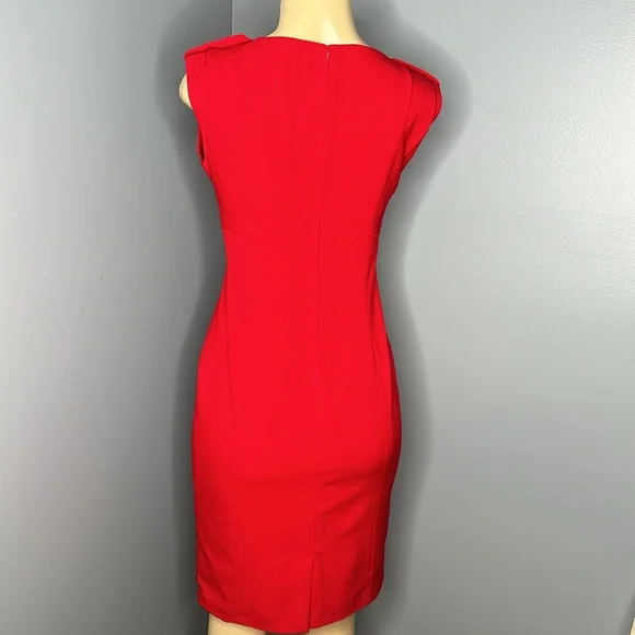 Calvin Klein red dress zipper back sleeveless size 2 - Picture 4 of 12